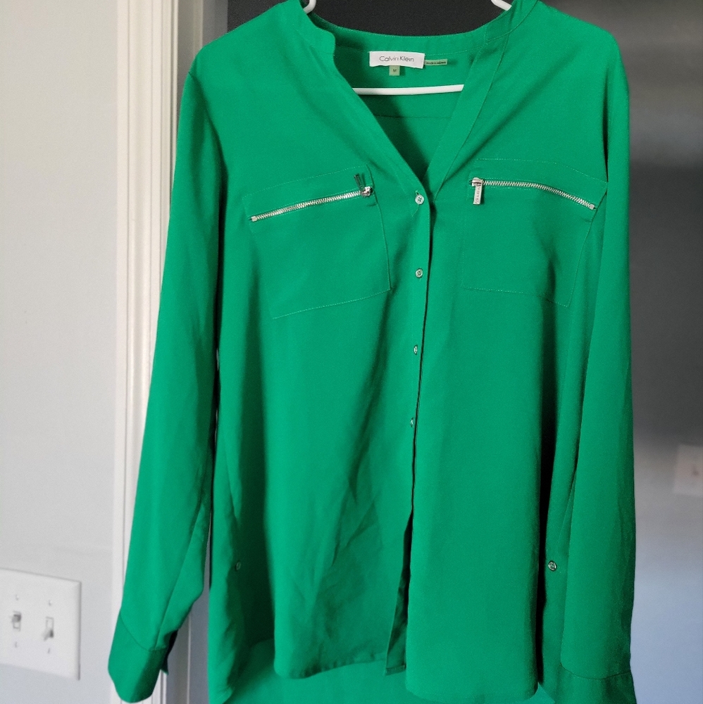 Green Calvin Klein dress shirt, M